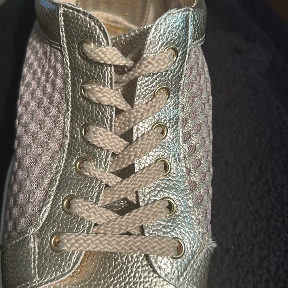 Steve Madden STEVEN Napa natural comfort leather gold sneakers gym shoes - Picture 4 of 11